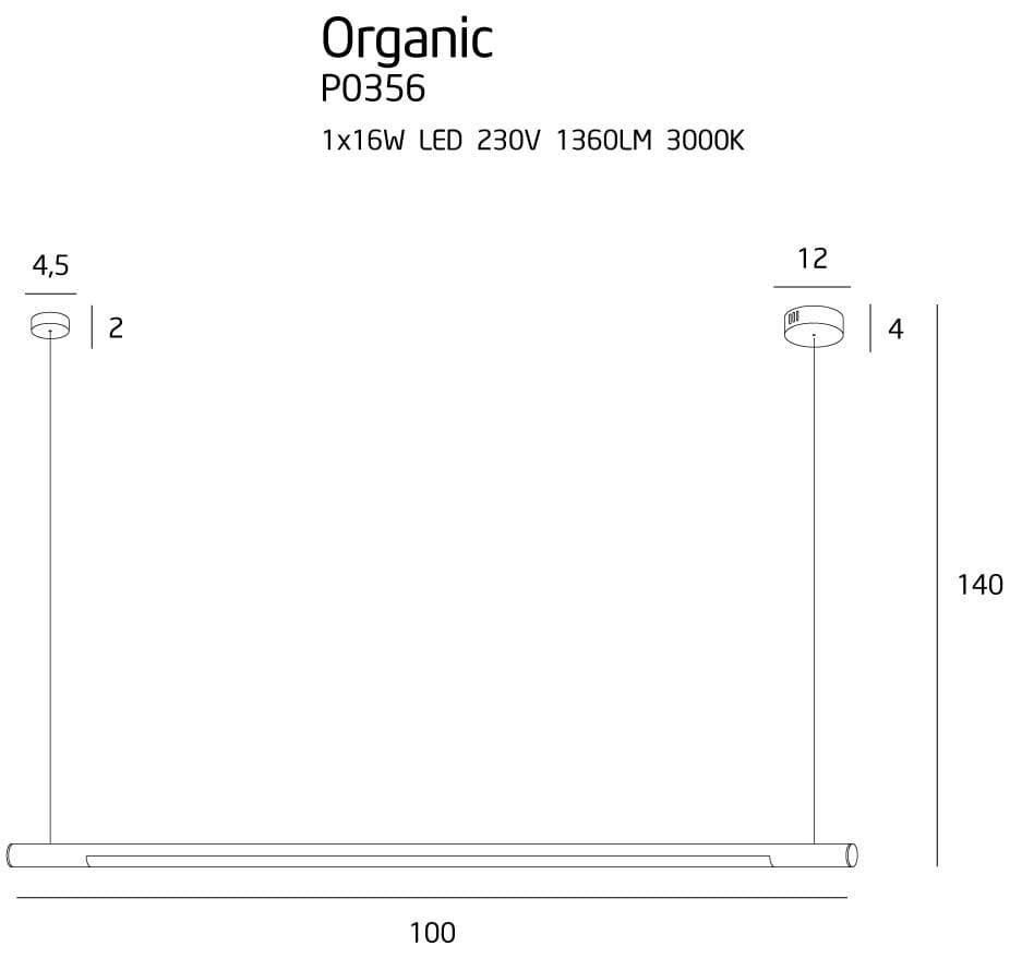 MAXLIGHT P0356 Lustre simple ORGANIC HORIZON 100CM ZŁOTA-Suspensie [8]