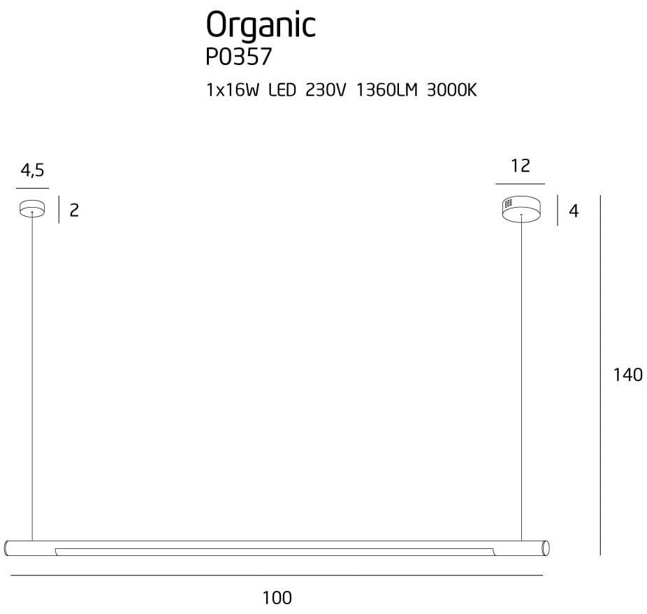 MAXLIGHT P0357 Lustre simple ORGANIC HORIZON 100CM BIAŁA-Suspensie [6]