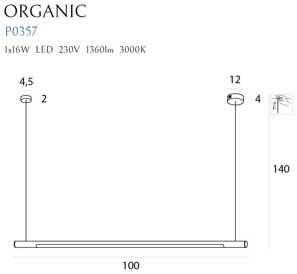 MAXLIGHT P0357D Lustre simple ORGANIC HORIZON 100CM BIAŁA ŚCIEMNIALNA-Suspensie [6]