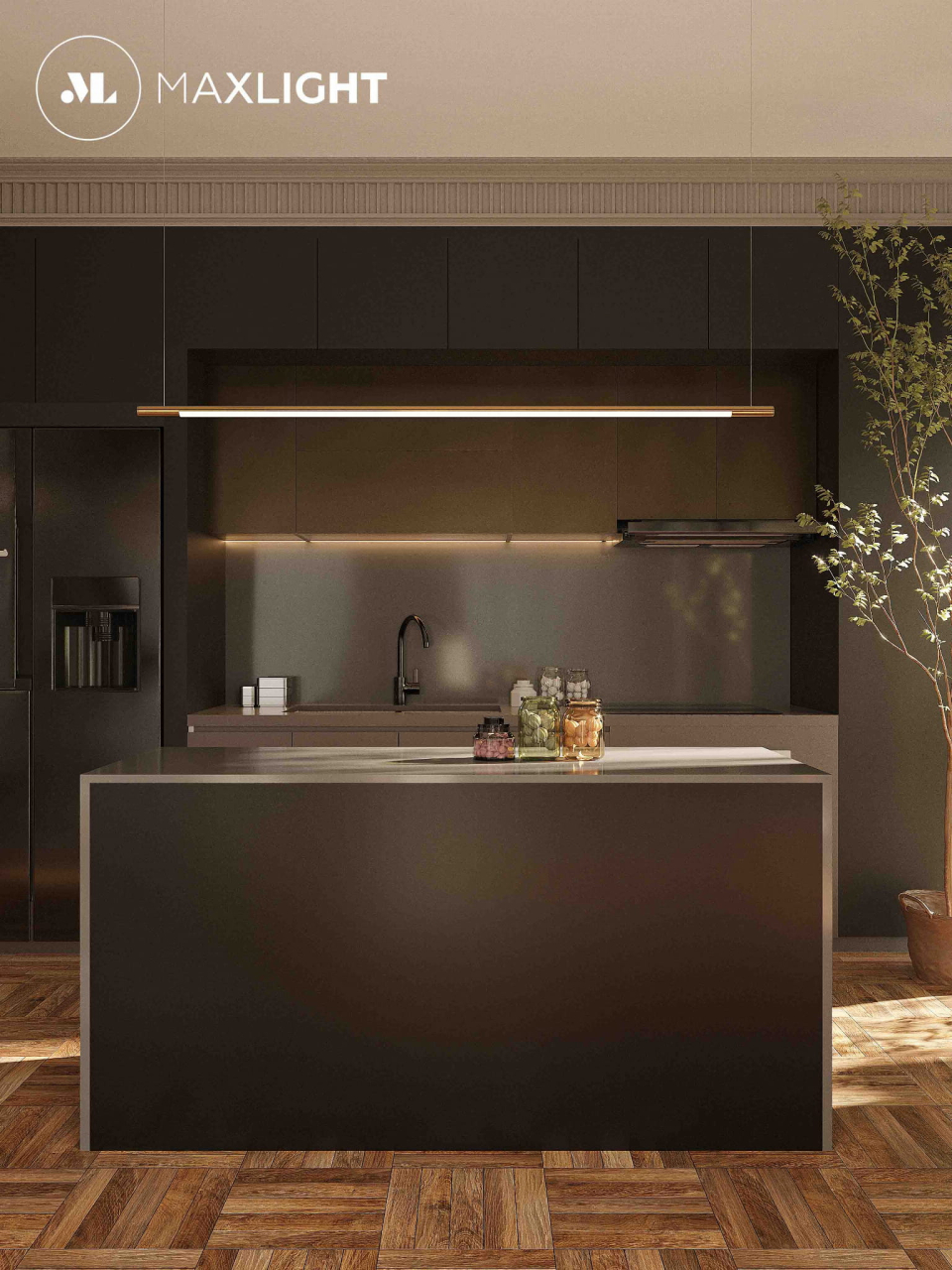 MAXLIGHT P0360D Lustre simple ORGANIC HORIZON 150CM AURIU - DIMABIL [3]