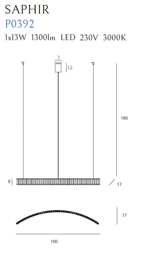MAXLIGHT P0392 Lustre simple SAPHIR 13W [3]