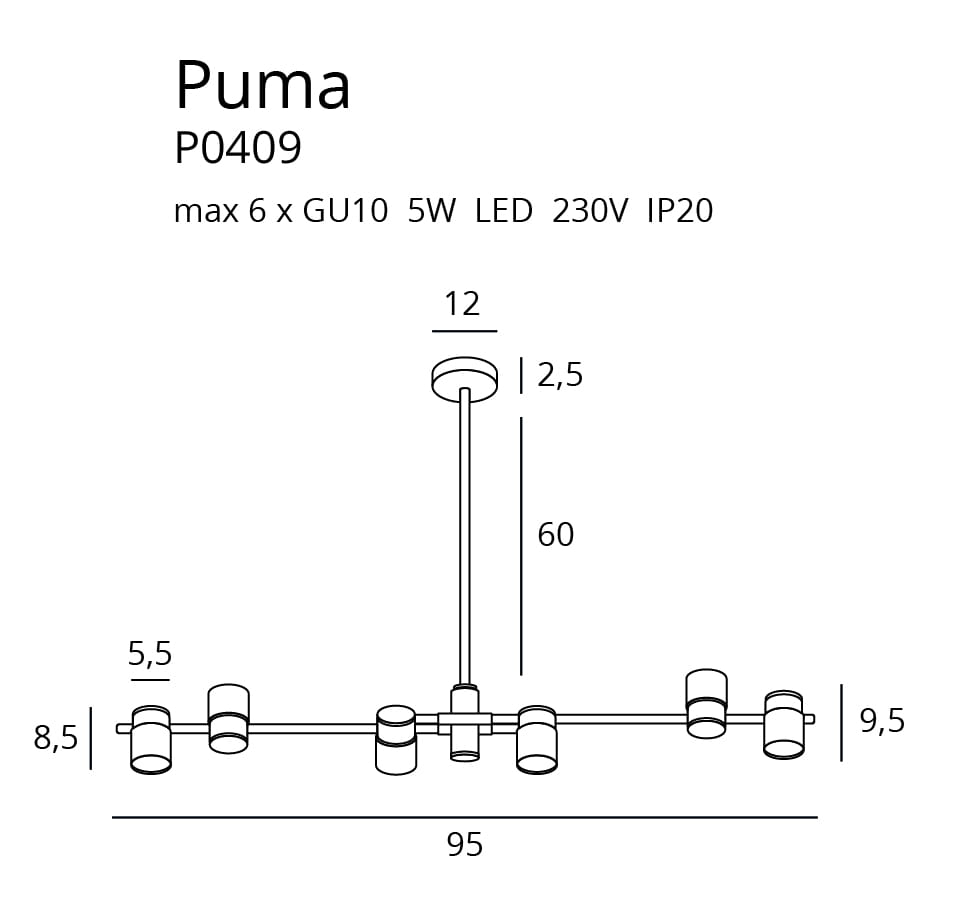 Maxlight Puma P0409 Suspensie moderna [5]