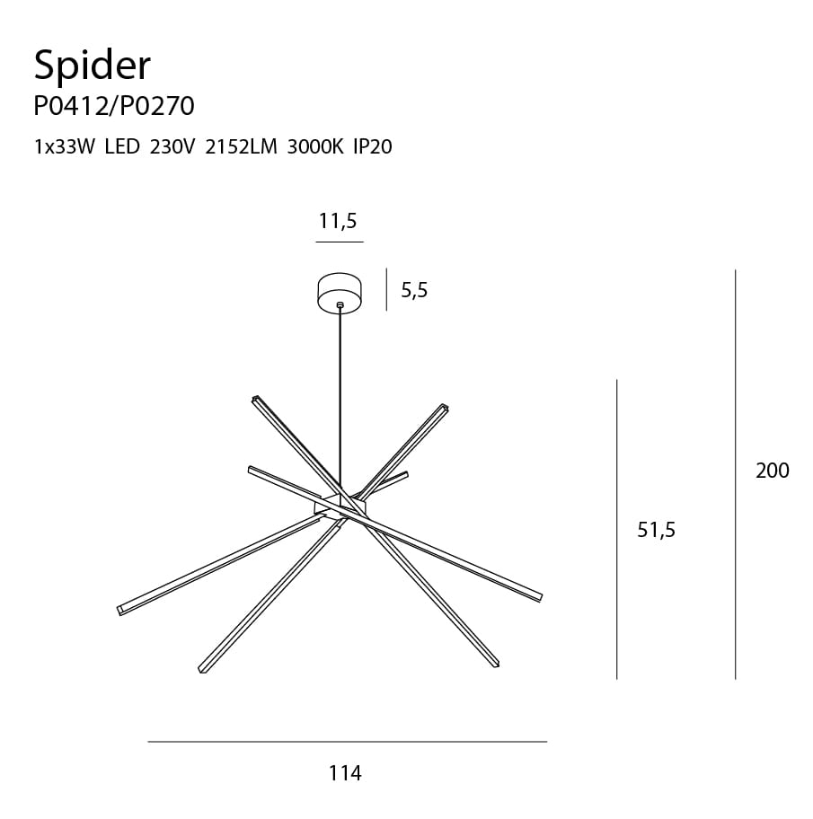 MAXLIGHT P0412 Lustre simple SPIDER BLACK [6]