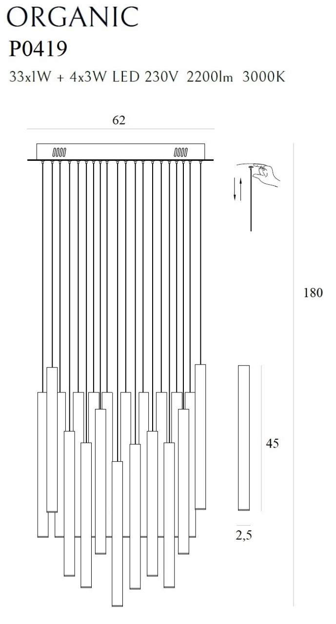 MAXLIGHT P0419D Lustre simple ORGANIC 33x1 Negru Dimmabil [6]