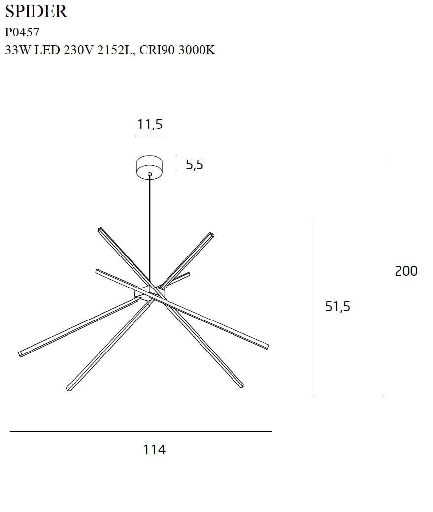 MAXLIGHT P0457 Lustre simple SPIDER auriu [7]
