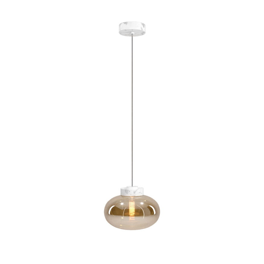 MAXLIGHT P0518 Lustre simple MOONSTONE AMBER GLASS+WHITE MARBLE [4]