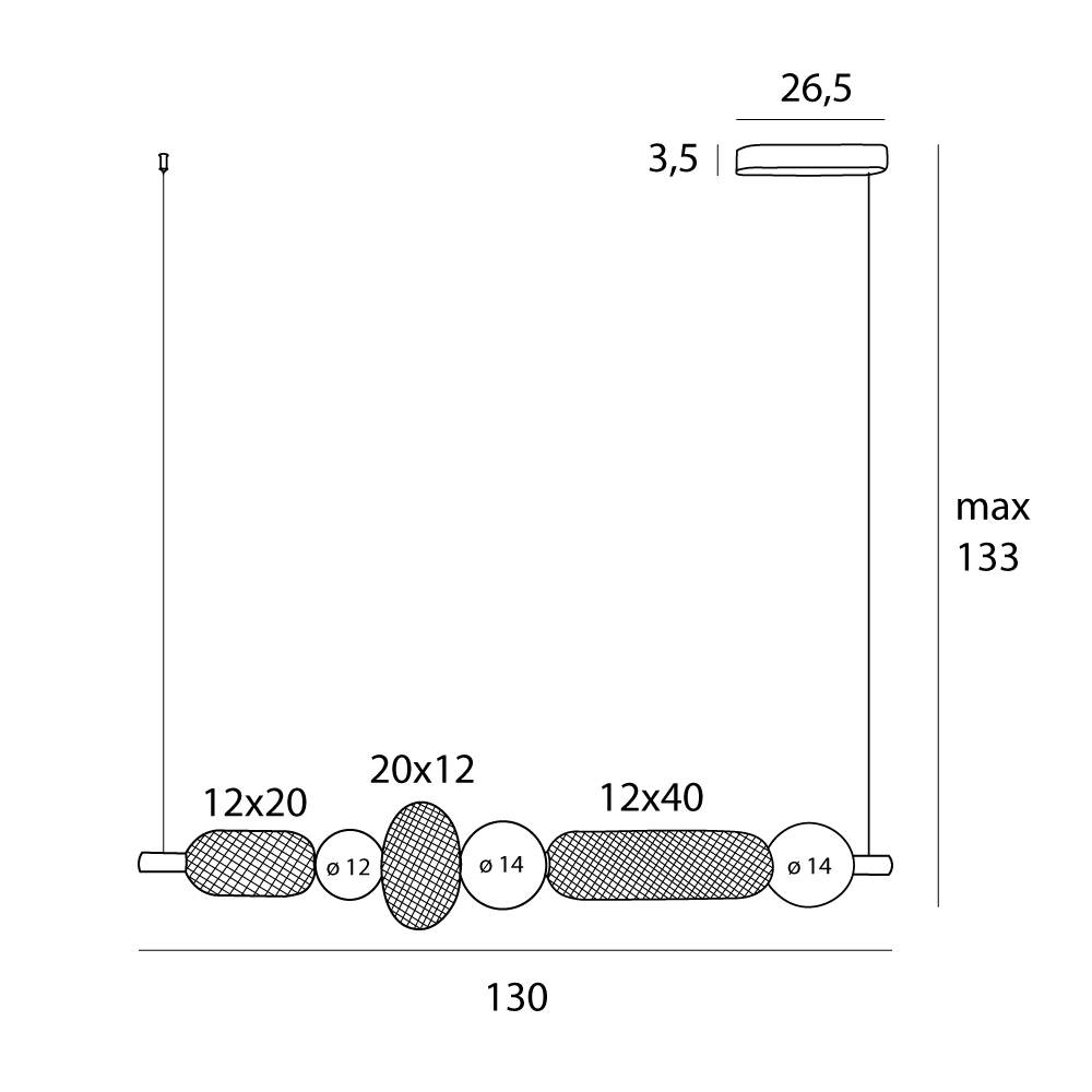 MAXLIGHT P0593 Lustre simple BORA C-Suspensie [9]