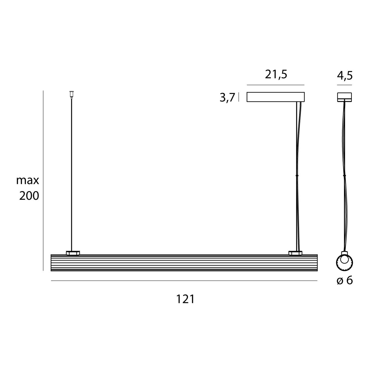 MAXLIGHT P0621 Lustre simple FAYETTE 121CM 20W  3000K CZARNY IP44-Suspensie [8]