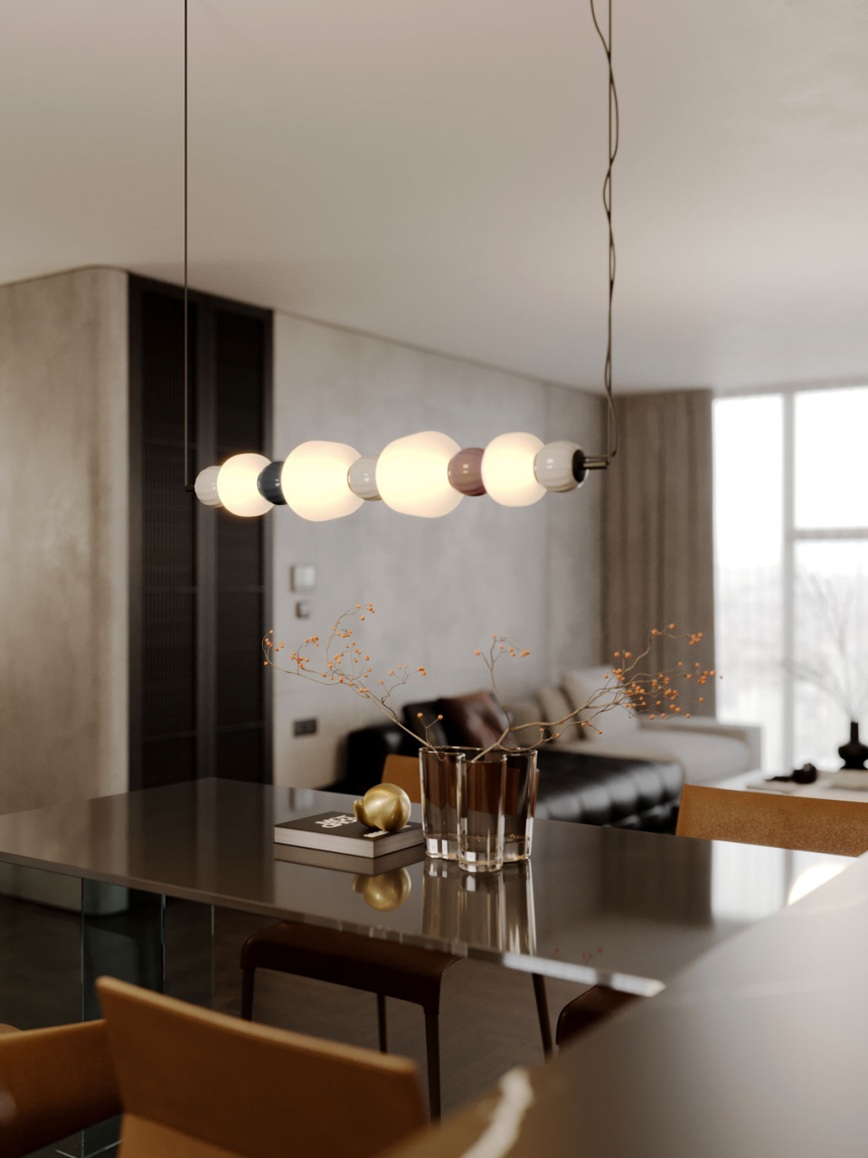MAXLIGHT P0631 SUSPENSIE MODERN 32W, OPAL + DARK GREY+MEDIUM BROWN+LIGHT GREY [6]