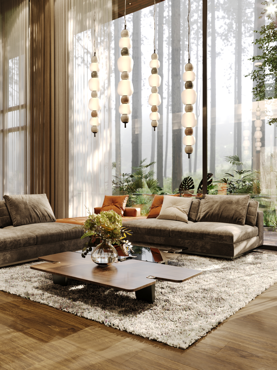 MAXLIGHT P0631 SUSPENSIE MODERN 32W, OPAL + DARK GREY+MEDIUM BROWN+LIGHT GREY [7]