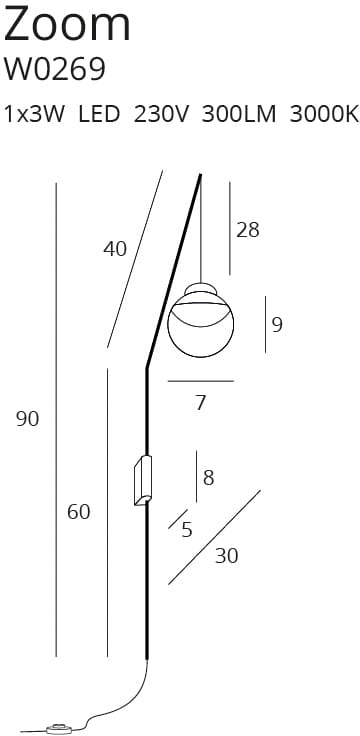 MAXLIGHT W0269 Aplica ZOOM negru, 3W LED [3]