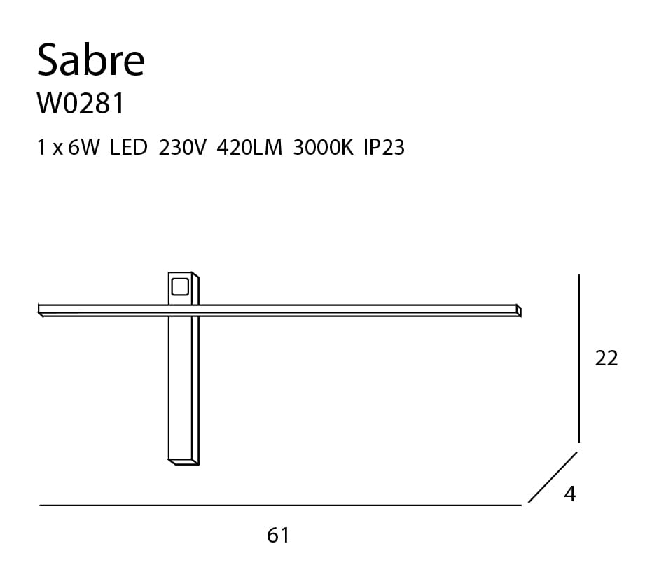 Maxlight W0281 Sabre 61cm dimmable with touch switch [9]