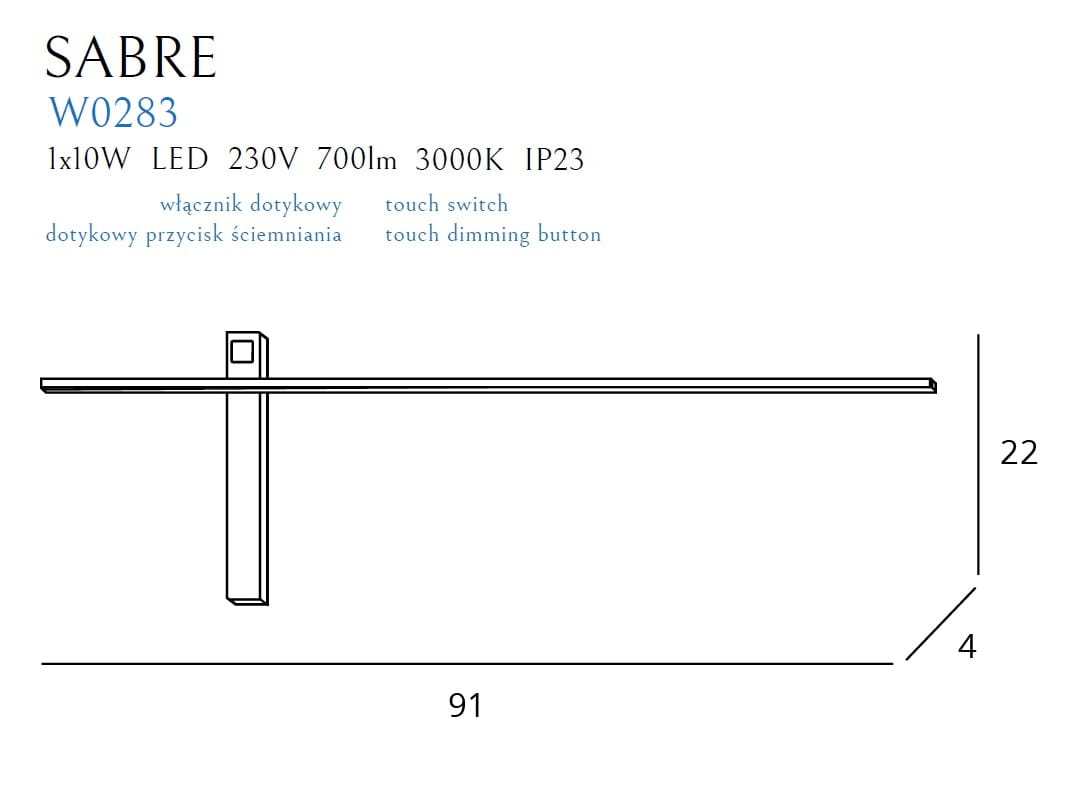 Maxlight W0283 Sabre 91cm dimmable with touch switch 3000K [7]