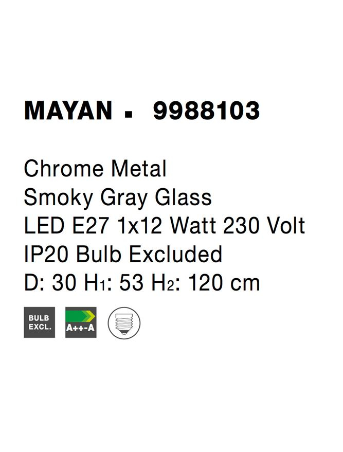 MAYAN suspensie SP1 - 9988103 - Chrome Metal Smoky Gray Glass [6]