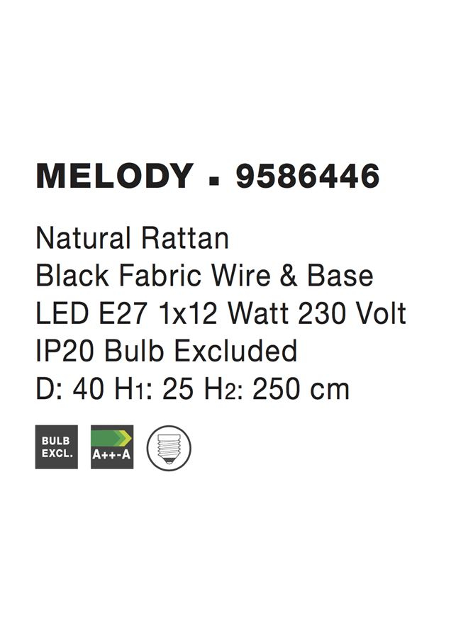 MELODY suspensie SP1 - 9586446 - Natural Ratan Black Fabric Wire & Base [9]