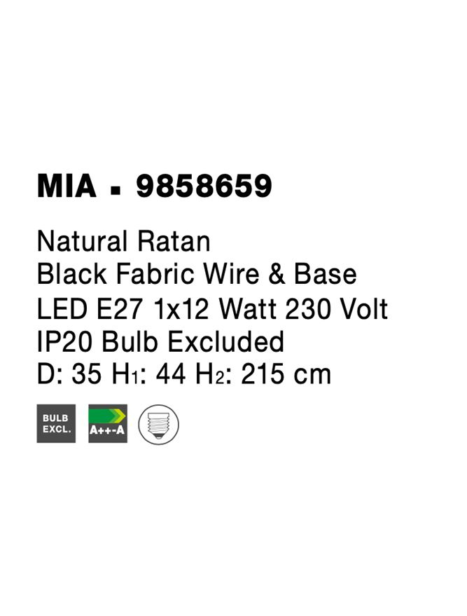 MIA suspensie SP1 - 9858659 - Natural Ratan Black Fabric Wire & Base [7]