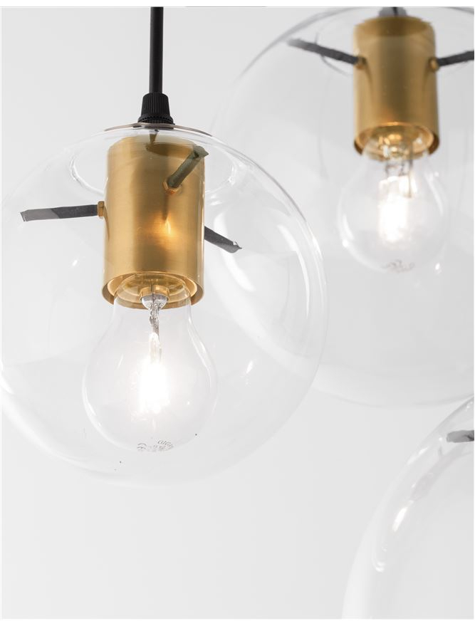 MIRALE suspensie SP3 - 9416933 - Clear Glass & Gold Metal, Black PVC Wire [5]