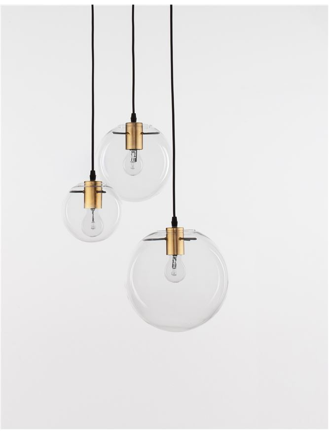 MIRALE suspensie SP3 - 9416933 - Clear Glass & Gold Metal, Black PVC Wire [3]