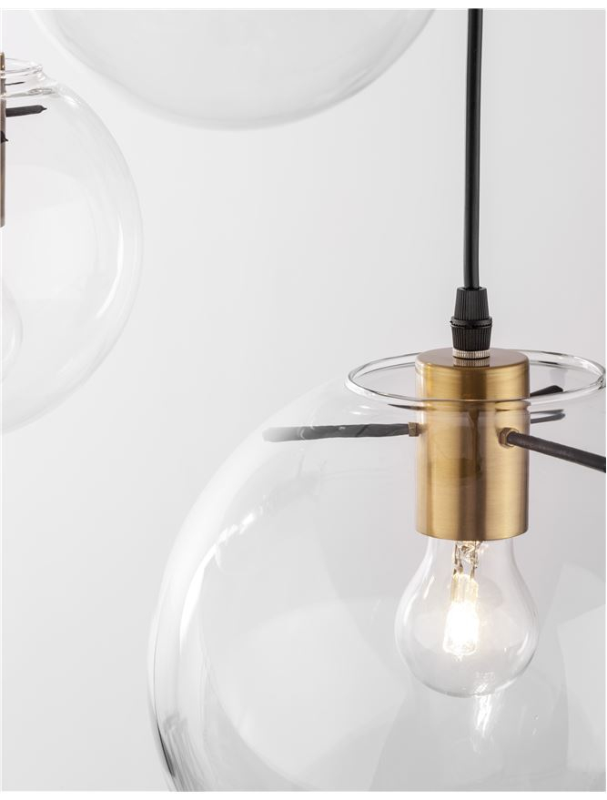 MIRALE suspensie SP3 - 9416933 - Clear Glass & Gold Metal, Black PVC Wire [4]