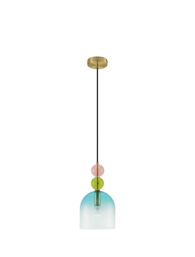 MURANO suspensie SP1 - 9009233 - Sandy Gold Metal Glossy Light Green, Blue & Pink Glass [2]