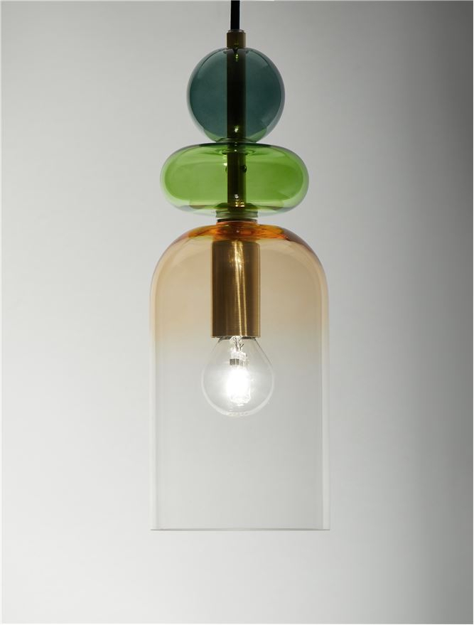 MURANO suspensie SP1 - 9009235 - Sandy Gold Metal Glossy Light Green, Blue & Pink Glass [3]