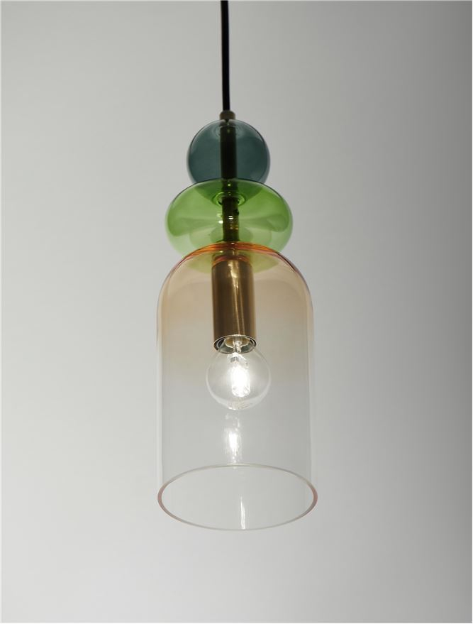 MURANO suspensie SP1 - 9009235 - Sandy Gold Metal Glossy Light Green, Blue & Pink Glass [4]