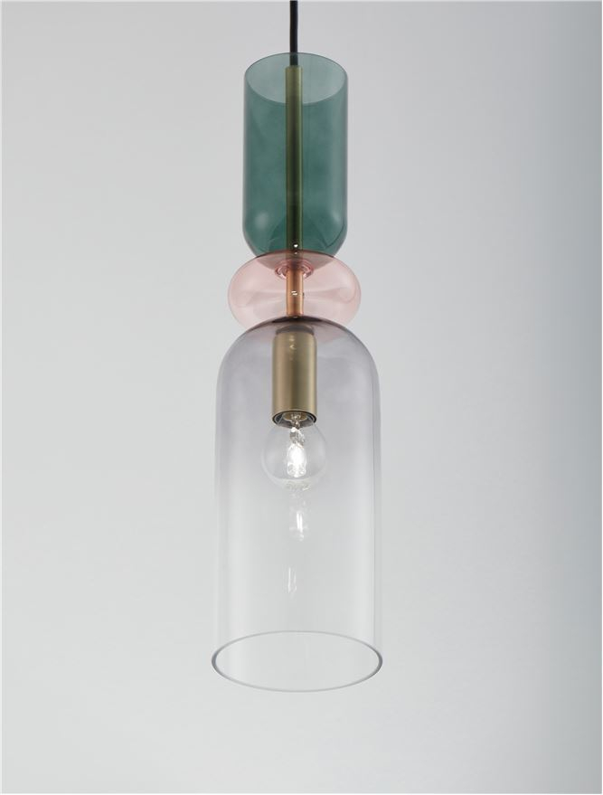 MURANO suspensie SP1 - 9009236 - Sandy Gold Metal Glossy Light Green, Blue & Pink Glass [3]