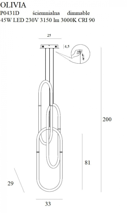LUSTRA MODERNA OLIVIA P0431D - MAX LIGHT - COPURI DE ILUMINAT MODERNE [2]