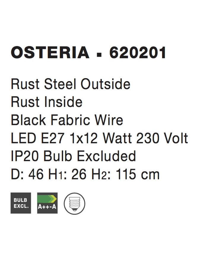 OSTERIA suspensie SP1 - 620201 - Rust Steel Outside Rust Inside Black Fabric Wire [4]