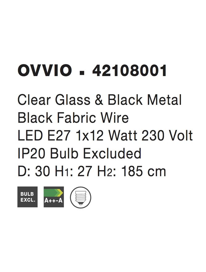 OVVIO suspensie SP1 - 42108001 - Clear Glass & Black Metal [4]