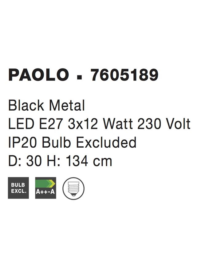 PAOLO suspensie SP3 - 7605189 - Black Metal Black & White Fabric Wire [4]