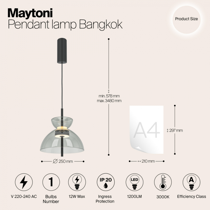 Pendant lamp Bangkok MOD185PL-L11B3K2 - suspensie moderna LED - Maytoni [2]