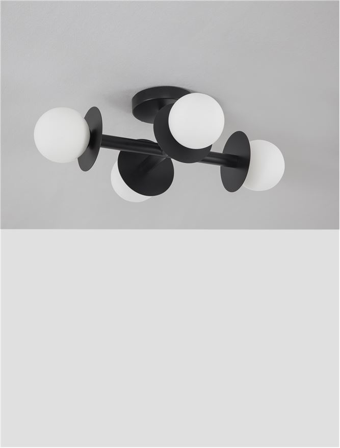 PIELO plafoniera - 9043316 - Opal Glass Sandy Black Aluminium [3]