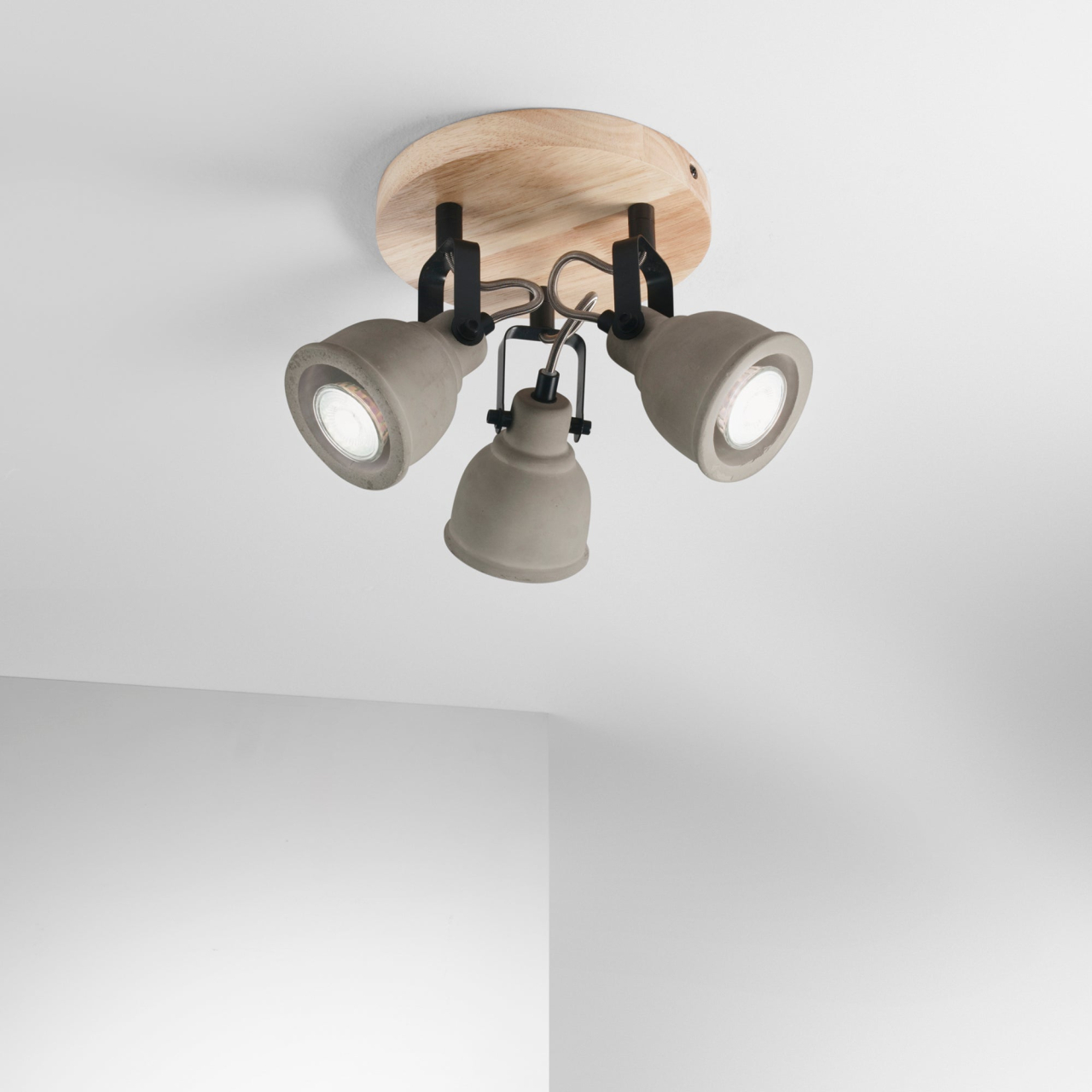 PLAFONIERA KISA GRIGIA/LEGNO 3XGU10 20X20X20,3CM [2]