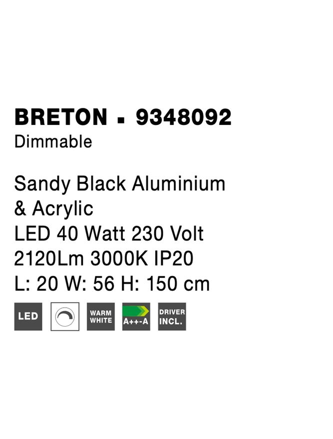 PREMIUM lampadar - 9348092 - Sandy Black Aluminium & Acrylic Dimmable [10]
