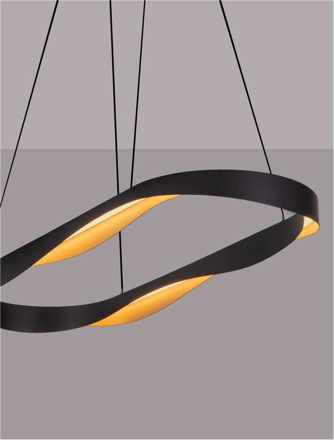 RADON SP100 OVAL - Triac Dimmable Matt Black & Gold Aluminium - suspensie [7]