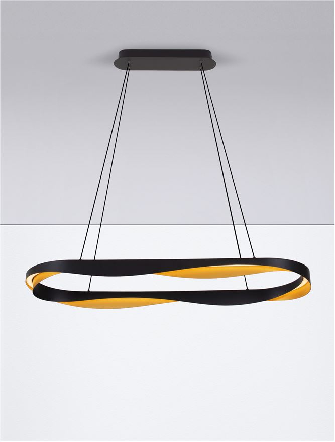 RADON SP100 OVAL - Triac Dimmable Matt Black & Gold Aluminium - suspensie [5]