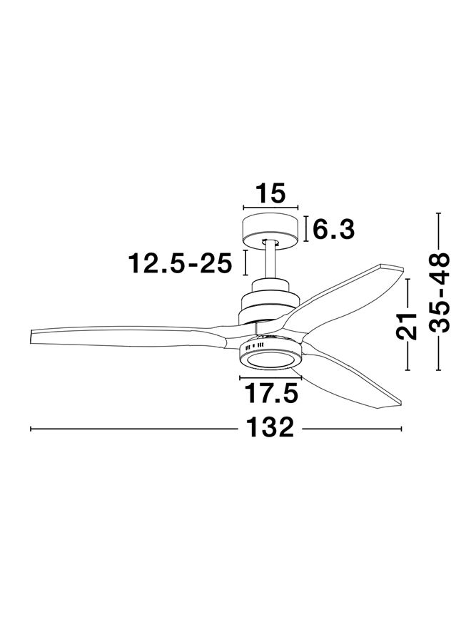 SABAL plafoniera - 5231401 - Body: Steel Matt Black and Glass, Blades: Brown Wood [7]