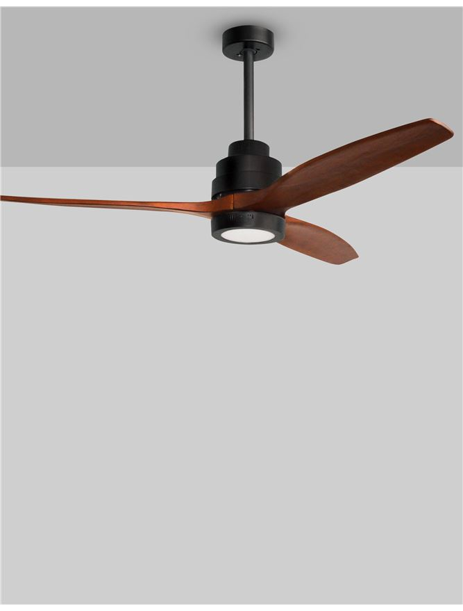 SABAL plafoniera - 5231401 - Body: Steel Matt Black and Glass, Blades: Brown Wood [3]