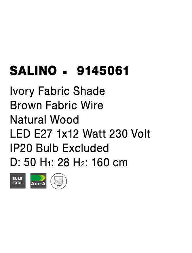 SALINO lampadar - 9145061 - Ivory Fabric Shade Brown Fabric Wire Natural Wood [8]