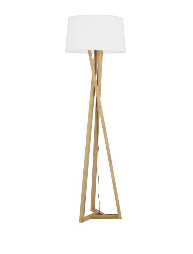 SALINO lampadar - 9145071 - Ivory Fabric Shade Brown Fabric Wire Natural Wood [1]