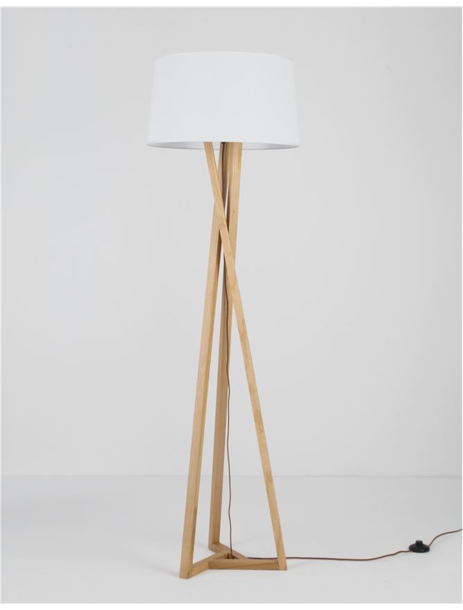 SALINO lampadar - 9145071 - Ivory Fabric Shade Brown Fabric Wire Natural Wood [2]