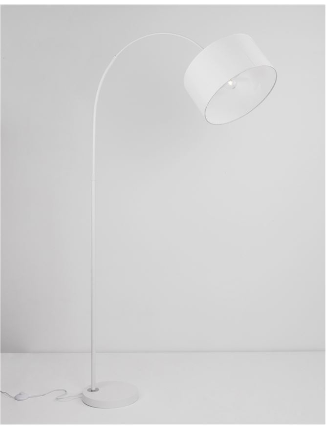 SAMA lampadar - 9401653 - White Fabric Shade, White Aluminum Base [1]