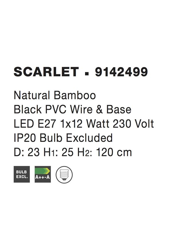 SCARLET suspensie SP1 - 9142499 - Natural Bamboo Black PVC Wire & Base [4]