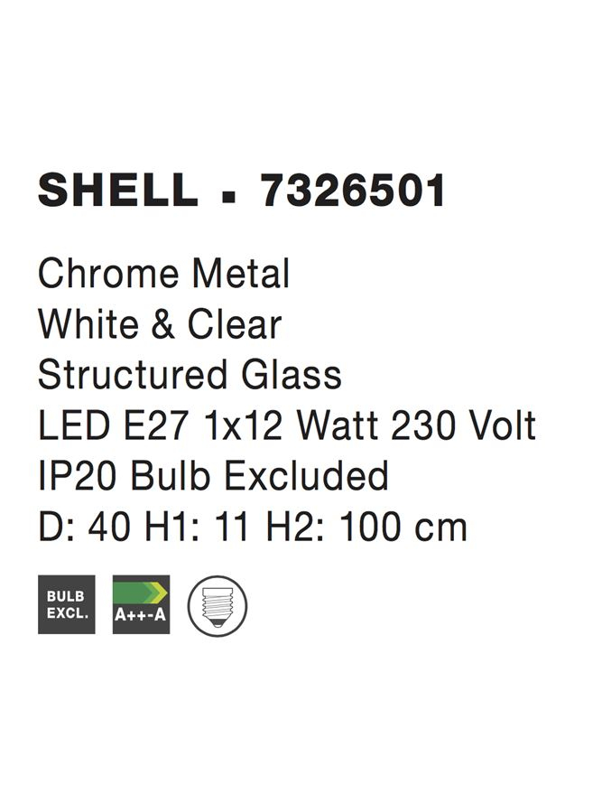 SHELL suspensie SP1 - 7326501 - Chrome Metal White & Clear Structured Glass [4]