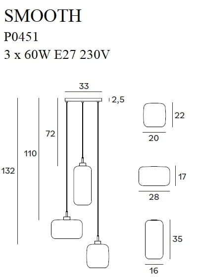 Lustra, suspensie moderna P0451 - Smooth * Max Light - corpuri de iluminat moderne [2]