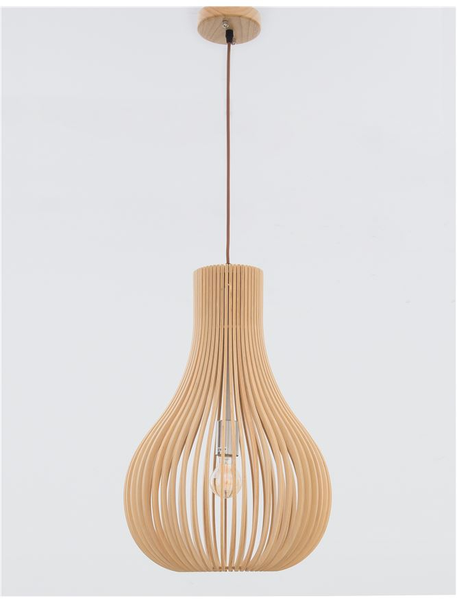 SOHO suspensie SP1 - 9138061 - Natural Wood Brown Fabric Cable Solid Wood Canopy [3]