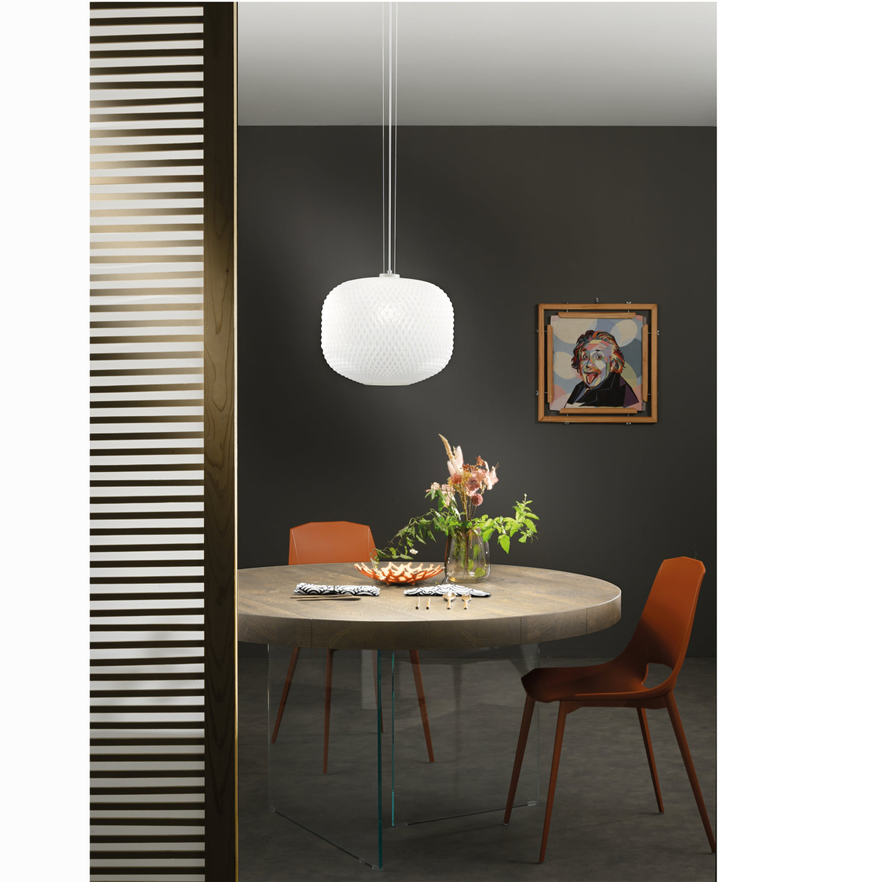 SOSPENSIONE ASHFORD SFERICA BIANCA 1XE27 40X150CM [2]