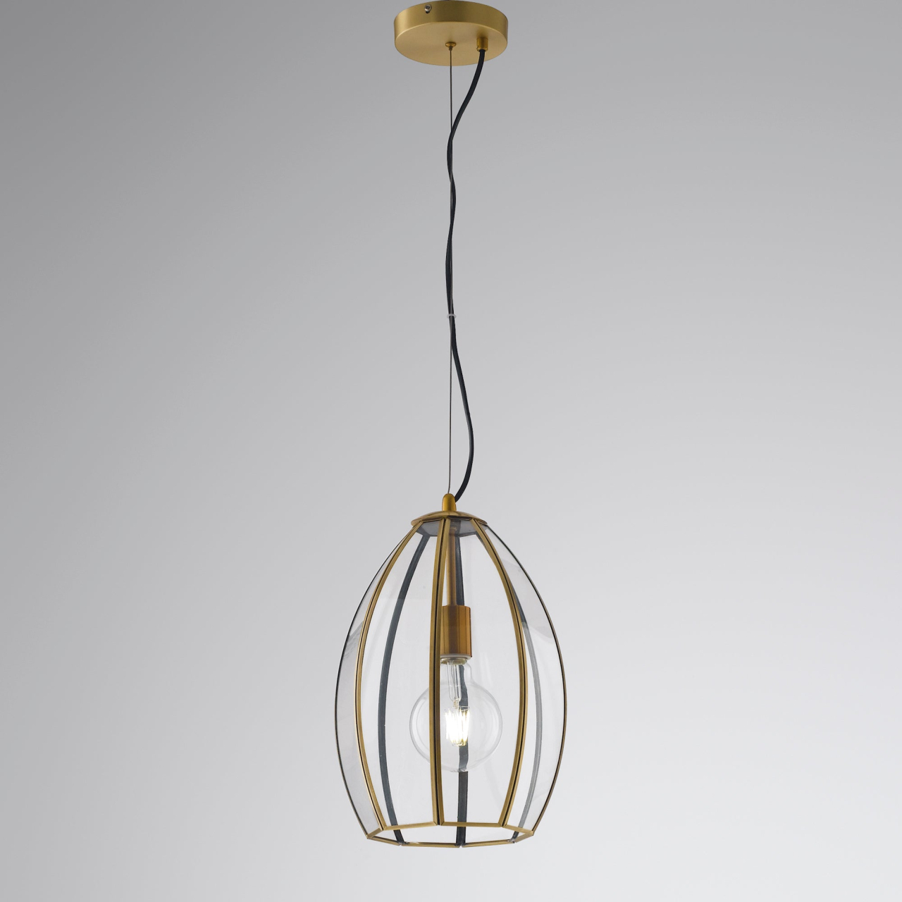 SOSPENSIONE CHESTER RASPARENTE/OTTONE 1XE27 23X23X130CM [2]