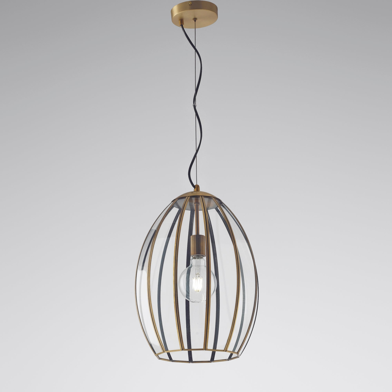 SOSPENSIONE CHESTER RASPARENTE/OTTONE 1XE27 30X30X137CM [2]